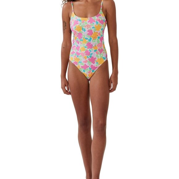 Cotton On Women's Cheeky One-Piece Swimsuit Celeste Floral Print White Multicolo - Picture 2 of 4